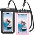 Lamicall 2Packs Waterproof Pouches, Beach Vacation Essentials for Wemen Men, Cruise Essentials 2025, Travel Beach Ship Accessories, Cute Pink Accessories, Pink&Black