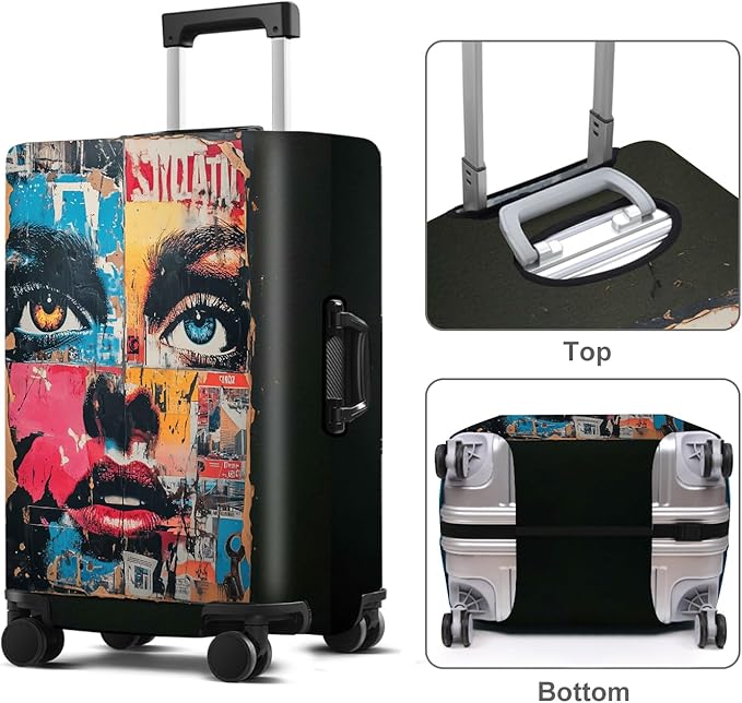Luggage Cover Washable Suitcase Protector Anti-scratch Suitcase cover Fits 20-34 Inch Luggage (Girl-4, XL(32-34inch suitcase))