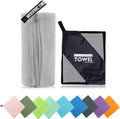 Microfiber Travel Towel, Soft Lightweight Quick Dry Towel, Super Absorbent Compact Travel & Sports & Beach Towels for Camping, Backpack, Gym, Swimming, Yoga, Hiking (L:24"×48" -Light Gray)