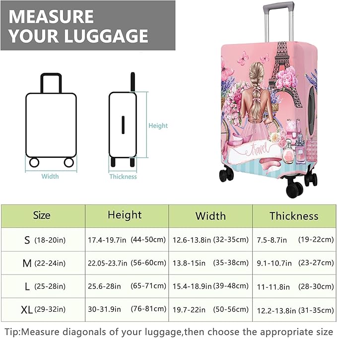 Travel Luggage Cover Suitcase Protector Fits 18-32 Inch Wheel Covers PatternedTravel Related Items Flower Luggage Protector Elastic M