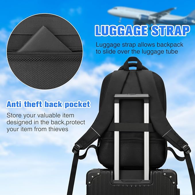 Paude Laptop Backpack, 17.3 Inch School Backpack Large Bookbag with USB for High School College Students Office Business,Waterproof