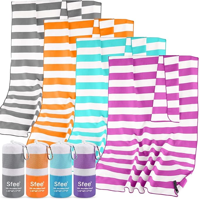 Sfee 2 in 1 Microfiber Beach Towel, Quick Dry Towel Camping Travel Towel Super Absorbent Compact Lightweight Sports Towel Gym Towels Set for Beach, Gym, Hiking, Pool, Backpacking, Bath, Yoga