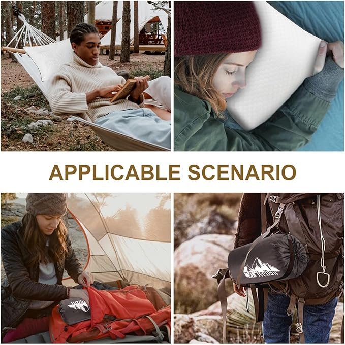 Ivellow Travel Pillow Cooling Camping Pillow for Sleeping Compressible Shredded Memory Foam Pillow Compact Firm Supportive Pillow for Adults Kids Outdoor Backpacking Hiking Essential Gear White L