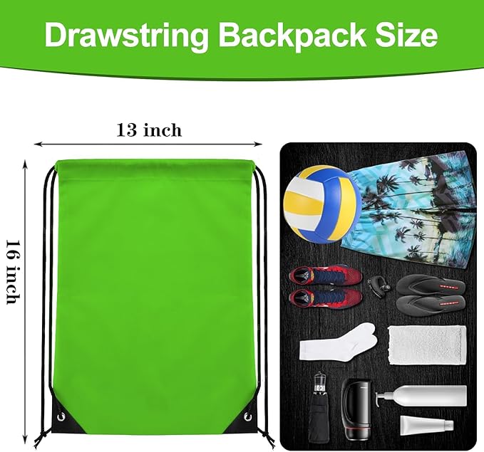 60 Pieces Drawstring Backpack Bags Sports Sackpack Bulk Cinch Gym Bag for Women Men Outdoor Sports Backpack for St. Patrick's Day Gift (Green)