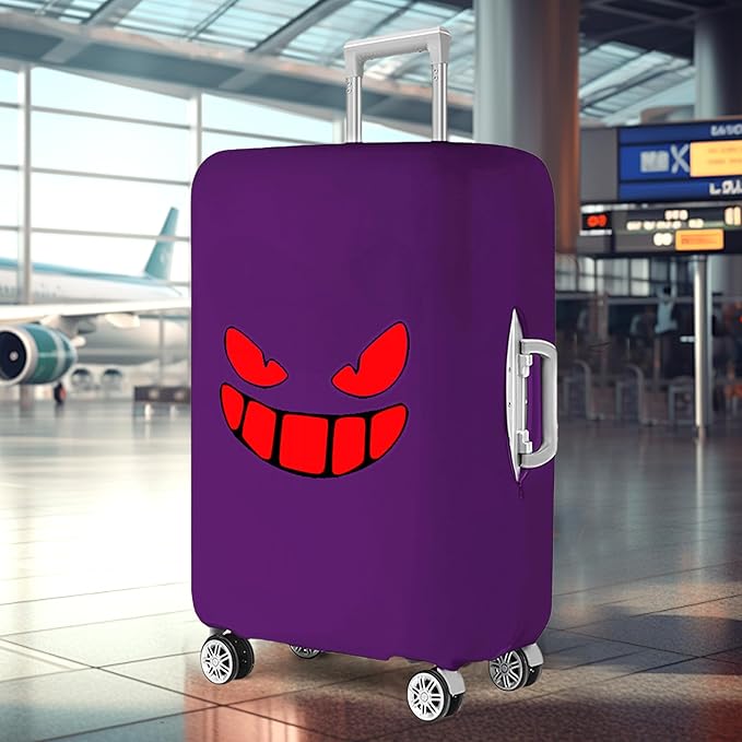 Travel Luggage Cover Thicker Spandex Suitcase Protector Elastic Washable Baggage Covers (L (for 27-28 inch luggage), Purple Eye)