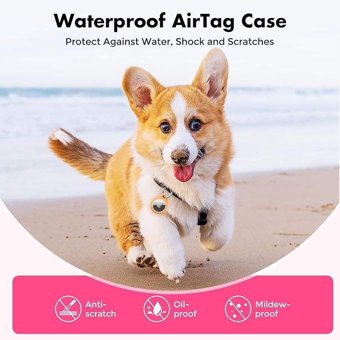 UNBREAKcable 4 Pack Holder for Apple AirTag [Fit Tightly Design] [Hold Air Tag Securely] [Easy to Install] Protective Case Waterproof TPU Shell with 304 Stainless Steel Key Ring Keychain, 4 Color