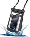 Large Waterproof Phone Pouch - [Oversized] [Floating] Water Proof Pouch for iPhone Galaxy Google and More, IPX8 Waterproof Dry Bag for Beach Vacation Belongings Clear Black