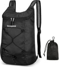 16L Hiking Daypack Lightweight Foldable Travel Backpack Water Repellent Camping Outdoor Packable Easy Carry-on Bag (Black)