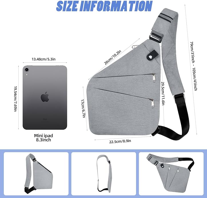 Anti Theft Crossbody Bag,Anti Theft Travel Bag for Women Men,Sling Crossbody Bag for Travel, Sport, Work