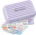 Travel Pill Organizer Box with Medicine Labels, 7 Compartments Portable Pill Case, Daily Medication Organizer Storage Pill Container for Pocket Pharmacy(Purple, L)