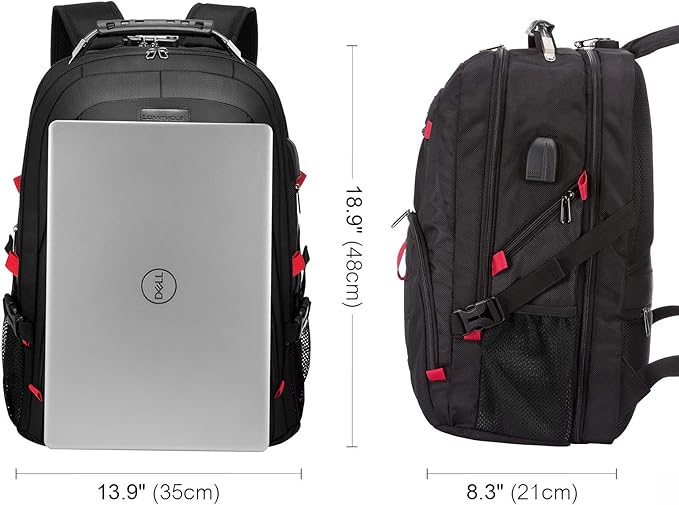 LOVEVOOK Travel Laptop Backpack Waterproof Anti Theft with Lock and USB Charging Port Large Computer Business Backpack for Men Women College (17 inch, Black)