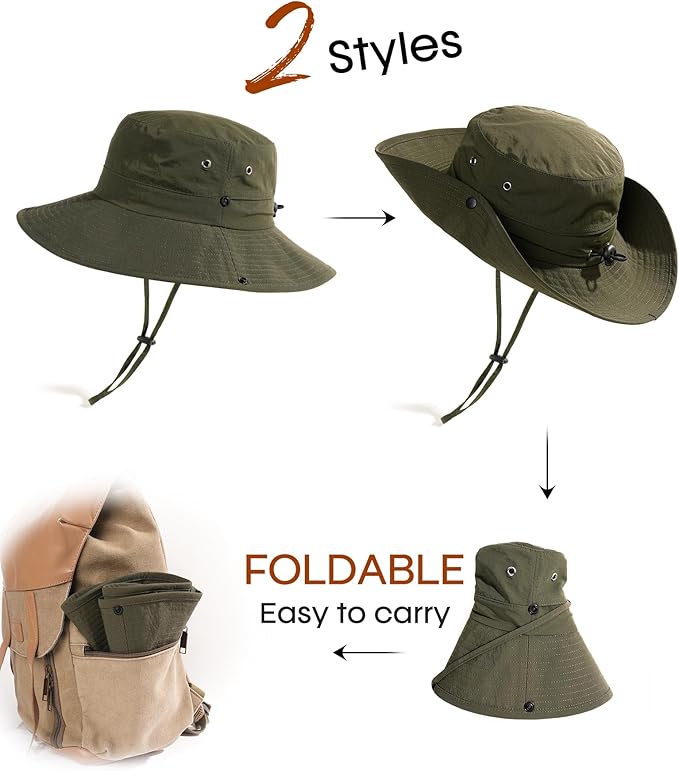 FURTALK Sun Hats for Women with Ponytail Hole Wide Brim Beach Bucket Hat UPF 50+ Fishing Hiking Outdoor Hats