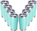 DOMICARE 20oz Tumbler with Lid Stainless Steel Tumblers Bulk, Double Wall Vacuum Insulated Coffee Travel Mug Powder Coated Tumbler, 8 Pack Light Blue