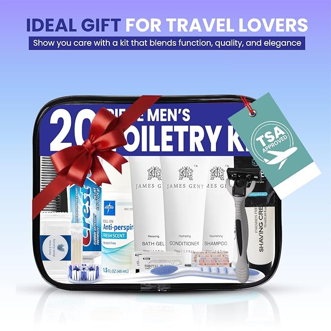 Trektote Travel Toiletry Kit For Men And Women – 20 Piece Set of Travel Size Toiletries, TSA Compliant, Includes Shampoo And Conditioner, Body Wash, Toiletry Bag & More