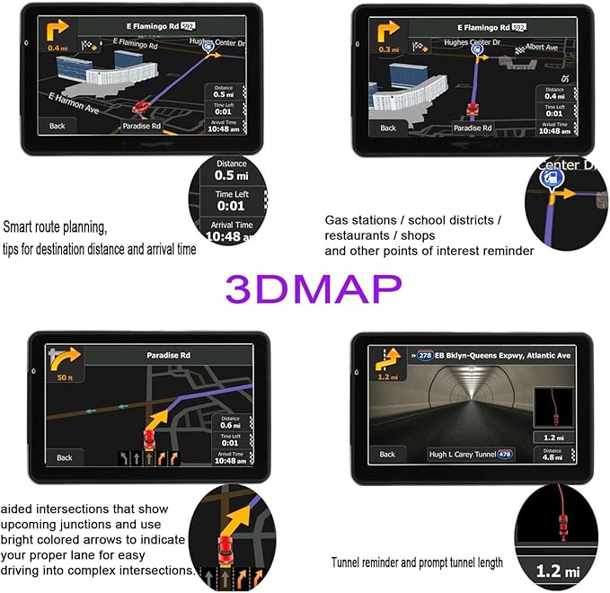 GPS Navigation for Car, Latest 2025 Map 7 inch Touch Screen Car GPS, Voice Turn Direction Guidance, Support Speed and Red Light Warning, Pre-Installed North America Lifetime map Free Update