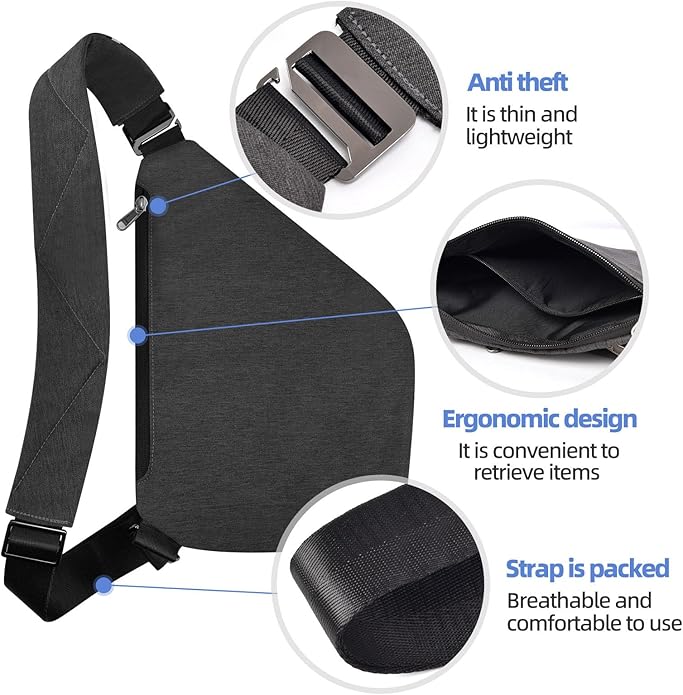 Anti Theft Crossbody Bag,Anti Theft Travel Bag for Women Men,Sling Crossbody Bag for Travel, Sport, Work