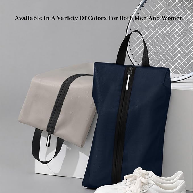 Waterproof Shoe Bag Odor Absorbing Multifunctional Storage Lightweight Shoe Dust Bags with Zipper for Gym Sports Travel Work Men and Women(Navy Blue, 1-Pack)
