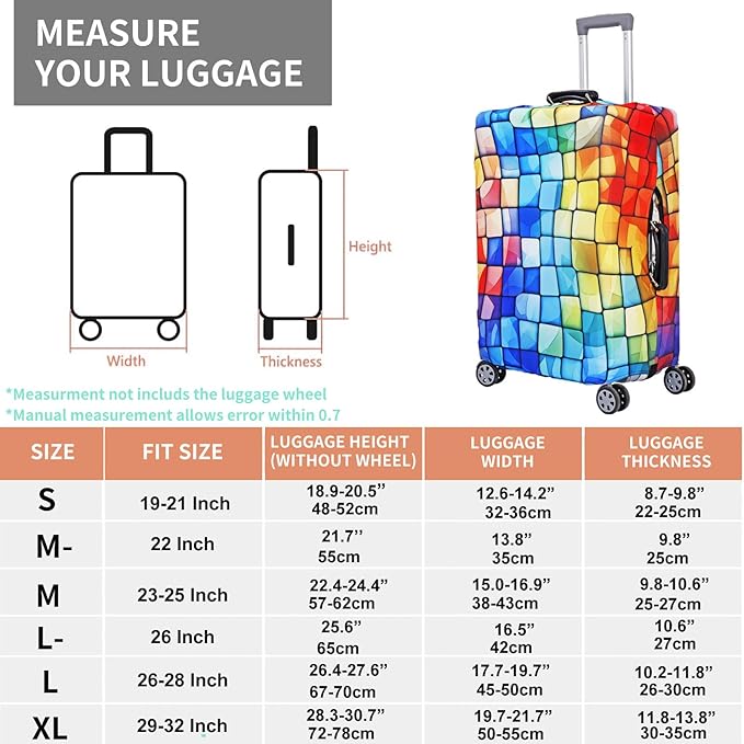 MosaiRudo Travel Luggage Covers For Suitcase Tsa Approved,Suitcase Cover Protector Fit 18-32 Inch Luggage Travel Accessories (T2505, L)
