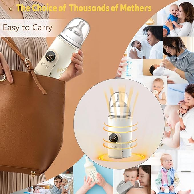 2025 Upgrade Portable Bottle Warmer for Travel,Comfortable Bottle Warmer on the go,Rapid Warming,Long-Lasting Warming up to 6-10H (6000 mA)