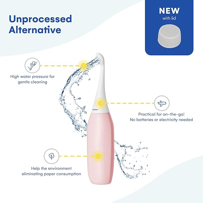 HAPPYPO Butt Shower - Portable Bidet with Travel Bag - Easy-Bidet 2.0 Replaces Wet Wipes and Shower Toilet - Rose