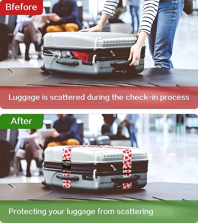 Luggage Straps for Suitcases Travel Belt Luggage Band Heavy Duty Traveling Luggage Identifier Cute Women Girls Unique Accesory,