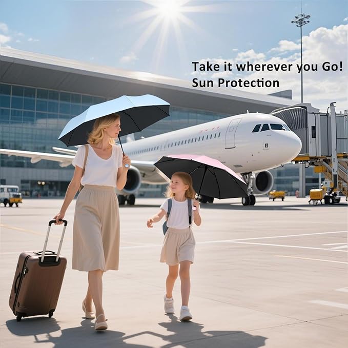 BAODINI Travel Mini Umbrella for Purse With Case-Small Compact UV Umbrella Protection Sun-Lightweight Tiny Pocket umbrella a with Case for Women, Girls