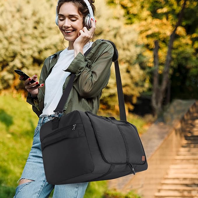 150L Large Waterproof Bag for Men Travel, Extra Large Trave Duffle Bag with Shoe Compartment for Men Women, Foldable Duffle Bag for Traveling, Gym Bag, Water Resistant & Tear-Resistant, Black