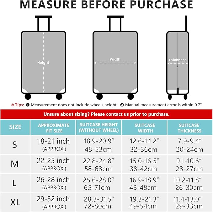 Travelkin Luggage Cover Washable Suitcase Cover Suitcase Protector Anti-scratch Suitcase cover Fits 18-32 Inch Luggage(XL for 29-32 Inch Luggage)