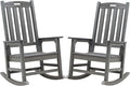 Psilvam Outdoor Rocking Chair Set of 2, Poly Lumber Oversized Rocking Chair with 21" Wide Seat and 32" Tall Backrest, Pre-Assembled with Most Components for Effortless Installation(Dark Gray)