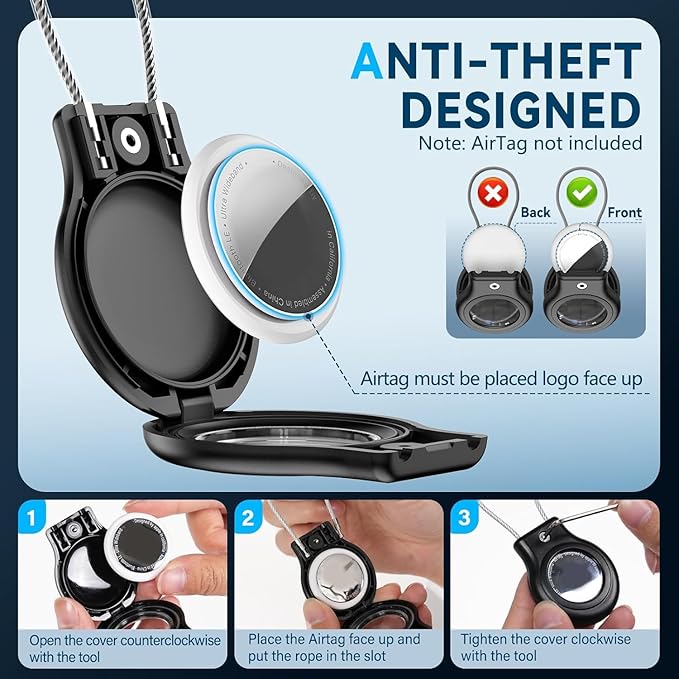 Waterproof Airtag Holder,4 Pack Airtag Keychain with Secure Lock,Airtags Case for Apple Airtag,Anti-Lost Protective Case Air tag Accessories for GPS Item Finder Tracker Luggage, Bag,Key,Pet,Black
