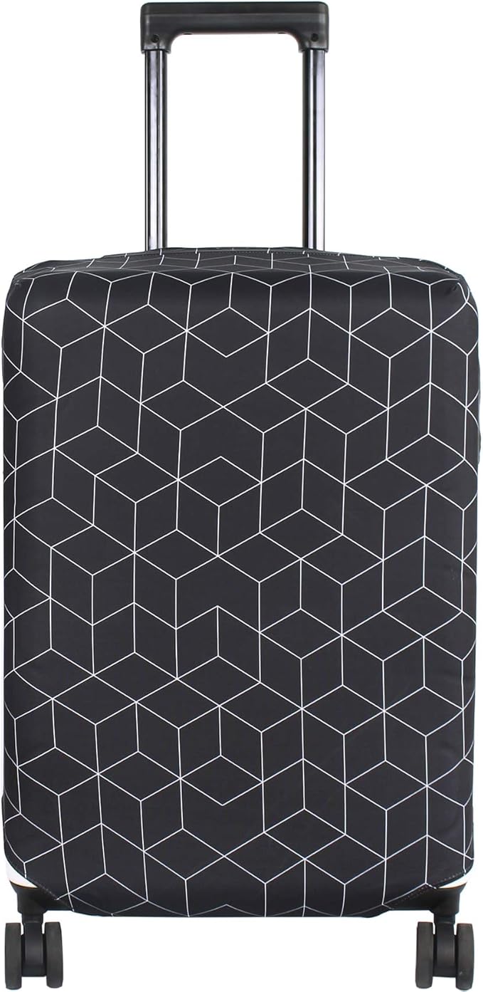 HYPER VENTURE Washable Luggage Cover - Fashion Suitcase Protector Fits 23-26 Inch Luggage (Black Maze, M)