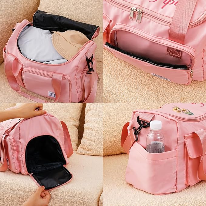 CALLIE Personalized Travel Duffle Bag for Women, Multi-Compartment Waterproof Weekender Overnight Travel Bag with Name and Shoulder Strap, Large Gym Dance Bags, Birthday Gift for Women