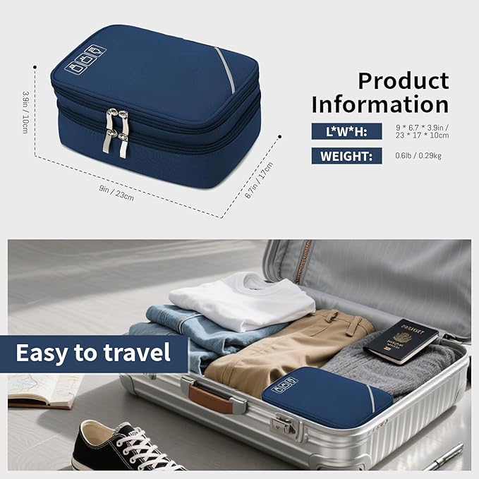 Lanola Universal Cable Organizer Electronics Accessories Cases for Cable, Charger,Power Bank, Phone, USB, SD Card,Memory Cards,Earphone,Flash Drive, Great for Travel and Business - Dark Blue