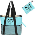 8-Pocket Waterproof Tote for Women -Sandproof Beach Bag with Zipper& Family | Foldable Travel Swim Bag (Gift-Ready)
