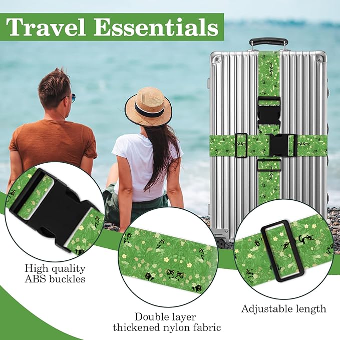 Luggage Straps for Suitcases TSA Approved, Luggage Identifiers for Suitcase, Adjustable Suitcase Strap for Baggage Security with Cute Patten, Travel Necessary Accessories (Tussock)