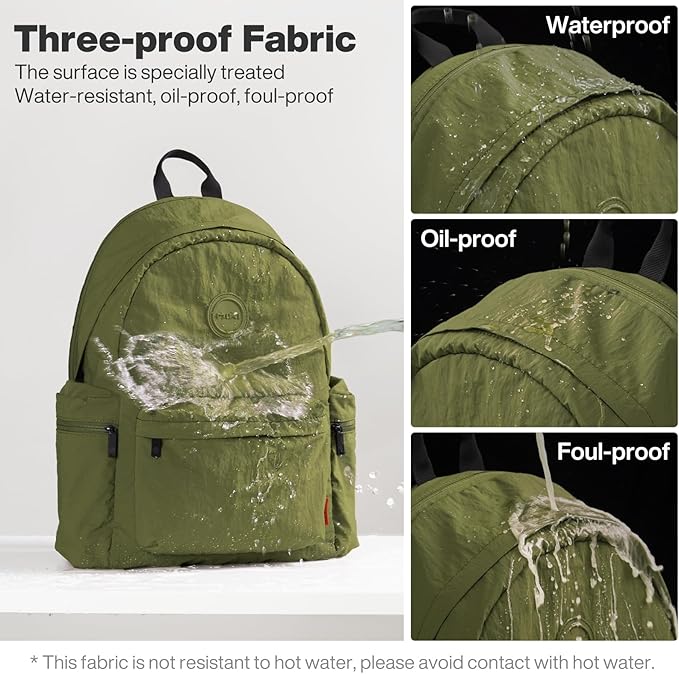 mixi Outdoor Lightweight Backpack Casual Carry On Laptop Backpack Travel Bookbag for Women Men, Water Resistant Durable Small Hiking Bag for Camping Weekender Sports College Work, 15 Inch Jungle Green