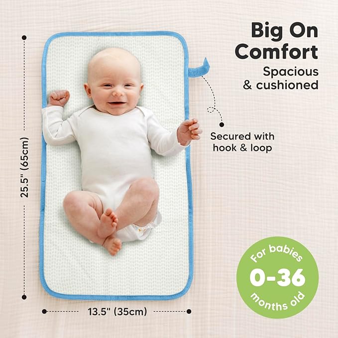 KeaBabies Portable Diaper Changing Pad, Easy Wipe Clean - Foldable Waterproof Baby Changing Mat for Diaper Bag, Compact, Lightweight, 25x13 Baby Changer Travel Essential, Machine Washable (Cloud)