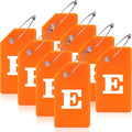 8 Pcs Luggage Tags for Suitcases, 26 Initial Letter Travel Luggage Baggage Identification Labels ID Tags Fully Bendable Tags with Stainless Steel Loop (Letter E, Orange)