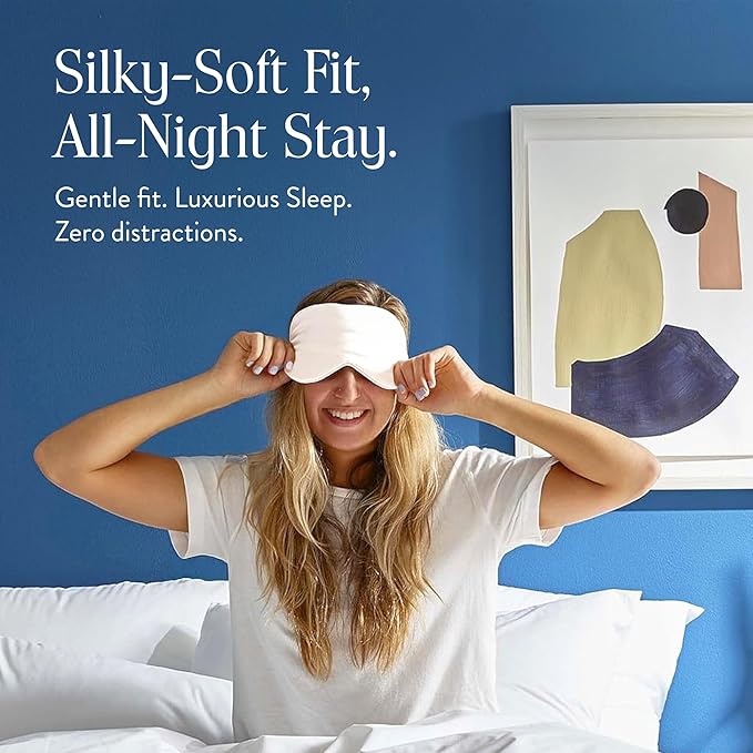Brooklinen Silk Eye Mask for Sleeping – Ivory, 100% Mulberry Silk Sleep Mask with Soft Elastic Strap, Machine Washable, Breathable & Cool-to-The-Touch – Ideal for Sleeping & Traveling