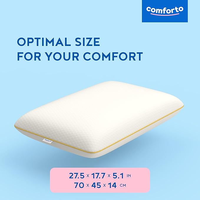 Ergonomic Memory Foam Pillow for Neck Pain Relief - Ergonomic 27.5x17.7 Neck Cervical Support Pillow for Sleeping - Side and Back Sleepers, Medical Orthopedic Foam Pillow - Medium Firm