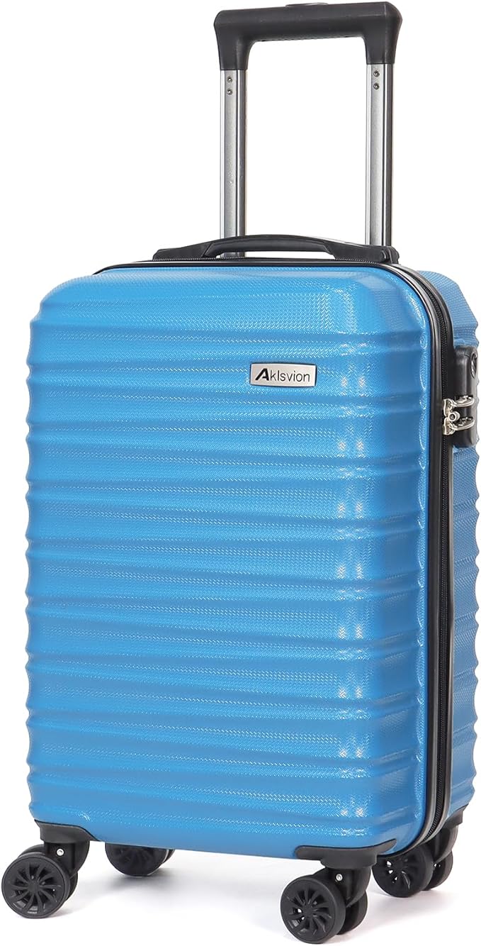 Carry on luggage 20 In suitcase with Spinner Wheels ABS & PC Hardside Luggage（Skyblue）
