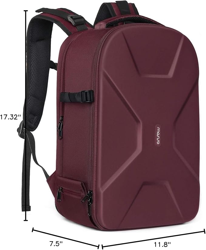 MOSISO Camera Backpack, DSLR/SLR/Mirrorless Photography Camera Bag 15-16 inch Waterproof Hardshell Case with Tripod Holder&Laptop Compartment Compatible with Canon/Nikon/Sony, Wine Red