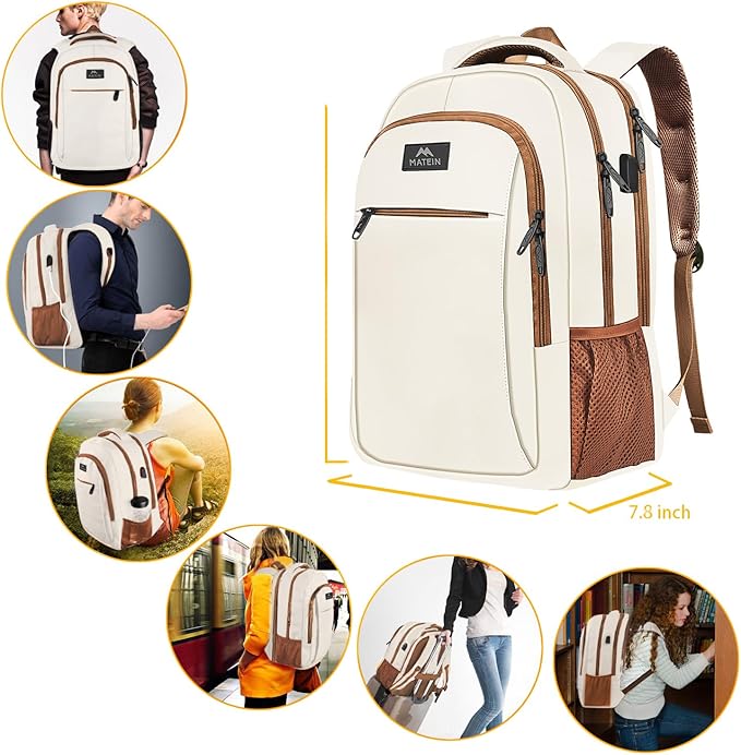 MATEIN 15.6inch Travel Laptop Backpack, Cute Anti Theft Slim Sturdy Laptops Backpack with USB Charging Port, Water Resistant College Computer Bag Gift for Men & Women Nurse