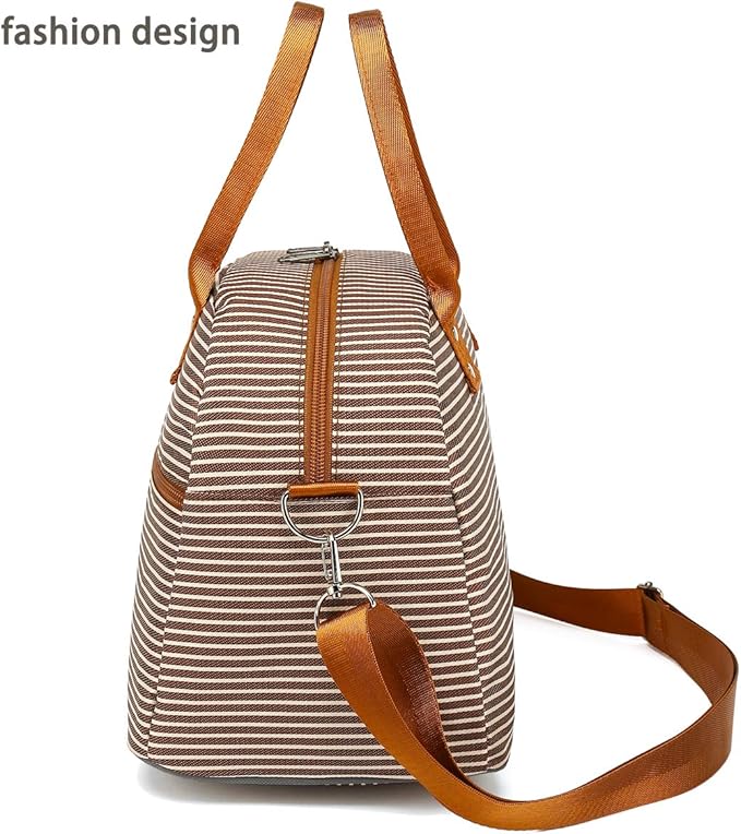 FlowFly Insulated Lunch Bag With Shoulder Strap for Women, Men, and Kids, Large and Reusable, Handle, Freezable Work and School Travel Tote and Meal Prep Organizer,Coffee