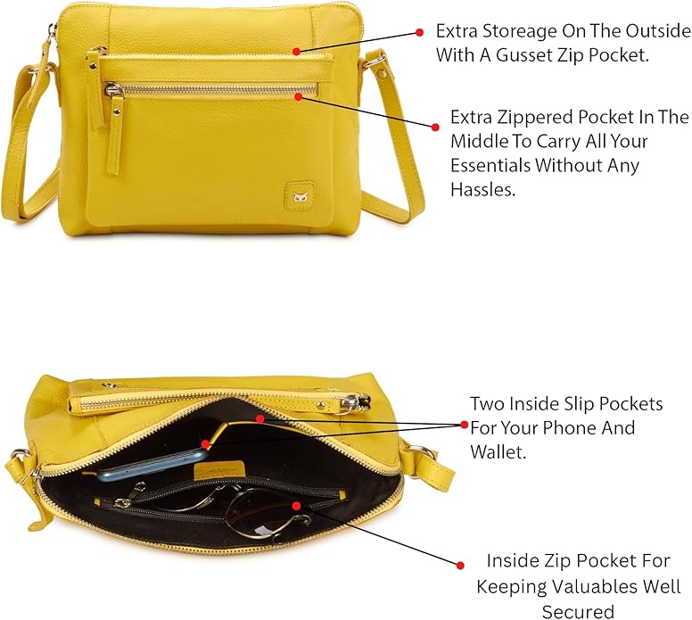 Wise Owl Accessories Small Soft Pebbled Real Leather Crossbody Handbags Purses Sling Crossover Shoulder Bag