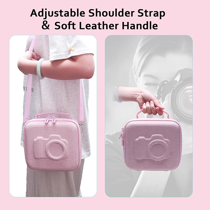 Hard Camera Case Bag Compatible with Canon EOS Rebel T7/T100/T6/R50/R6 or Kodak Pixpro AZ405/AZ425/AZ255/AZ401/AZ252/AZ528 DSLR Camera,for Canon Sony Kodak Panasonic Nikon Mirrorless Camera,Pink
