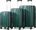 Hanke Expandable Hardshell Luggage Sets 3 piece Carry on Luggage with Wheels Suitcases Lightweight Checked Travel Luggage Rolling Large Suitcase Travel Luggage Bag Woman Men 20/24/29 IN,Blackish Green
