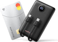Mini Portable Charger with Built-in Cables 22.5W Fast Charging Power Bank USB-C Small Battery Pack 10000mAh Travel Essential Slim Battery for iPhone 16/15/14, Samsung 25/24, and More