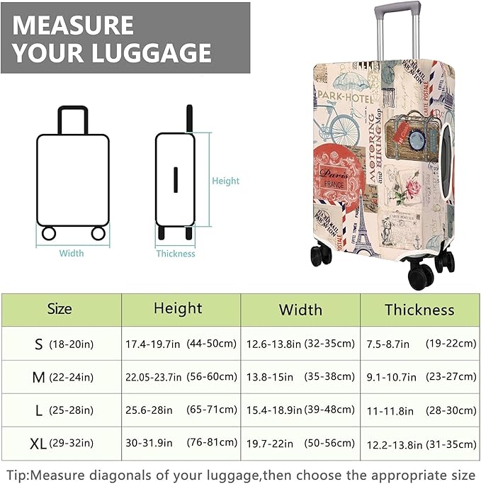 Travel Luggage Cover Suitcase Protector Fits 18-32 Inch Wheel Covers PatternedTravel Related Items Flower Luggage Protector Elastic S