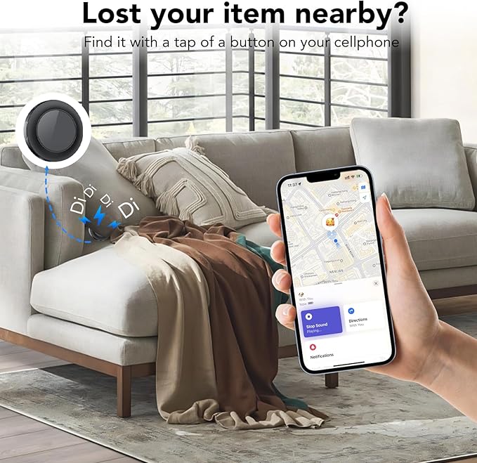 Bluetooth Tracker Tag for Apple Find My (iOS Only), GPS Tracker with Replaceable Battery, Item Finder for Keys, Luggage Tracker and Wallet Tracker, Suitable for Indoor & Outdoor Use, 4-Pack Black
